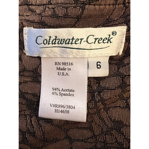 Coldwater Creek Cardigan Womens Size 6 Long Sleeve Black Brown Trim Open Front - Picture 2 of 8
